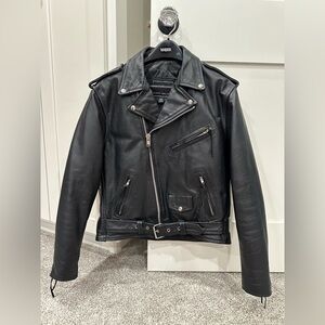 Raider Black Leather Motorcycle Jacket Quilted Lining Size 42 (Large) Unisex